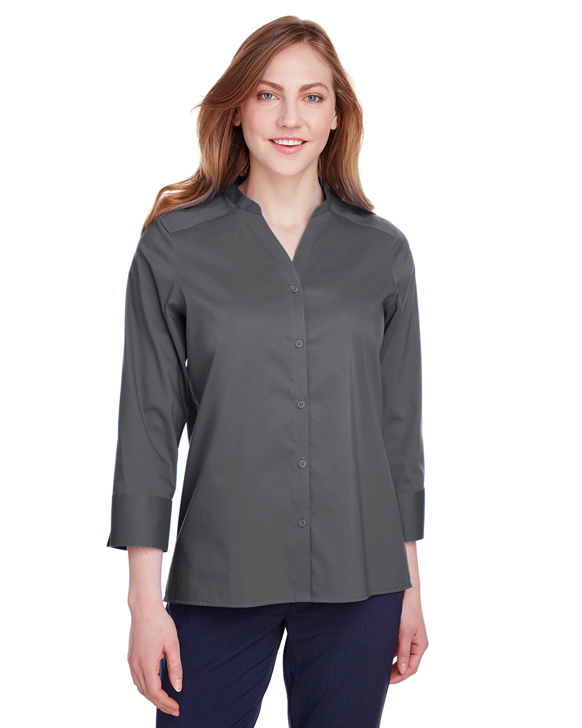 Devon & Jones DG560W Ladies' Crown  Collection? Stretch Broadcloth 3/4 Sleeve Blouse