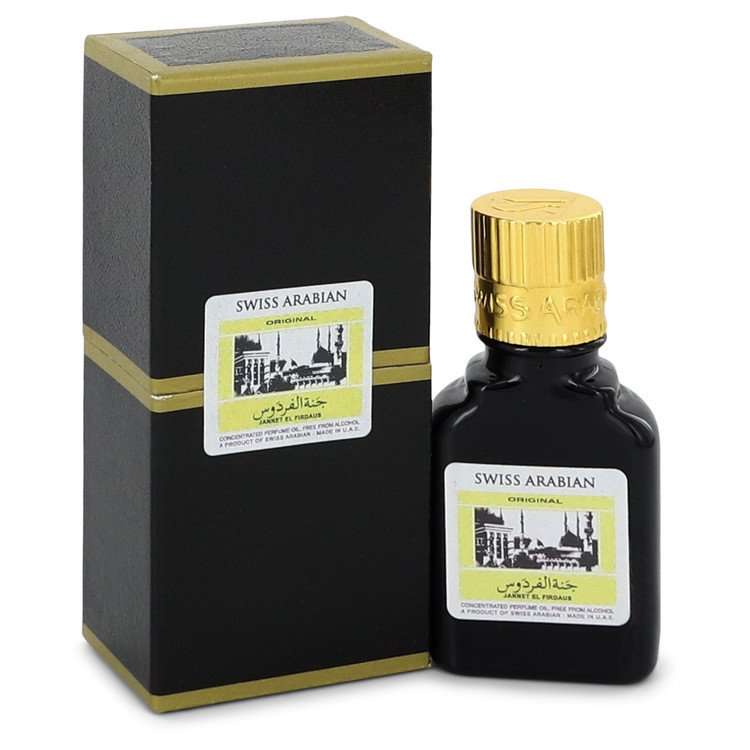 Jannet El Firdaus by Swiss Arabian Concentrated Perfume Oil Free From Alcohol (Unisex Black Edition Floral Attar) for Men