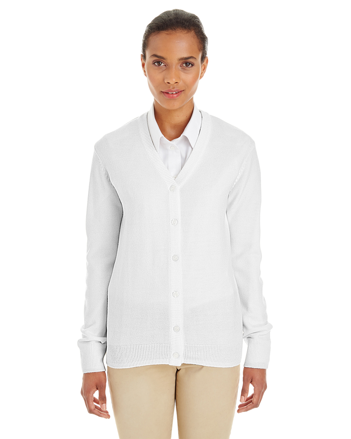 Harriton M425W Ladies' Pilbloc™ V-Neck Button Cardigan Sweater