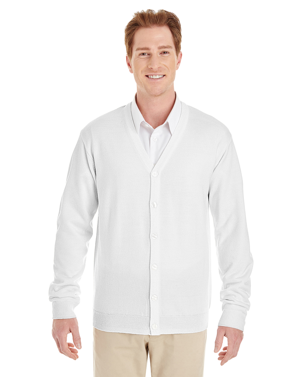 Harriton M425 Men's Pilbloc™ V-Neck Button Cardigan Sweater