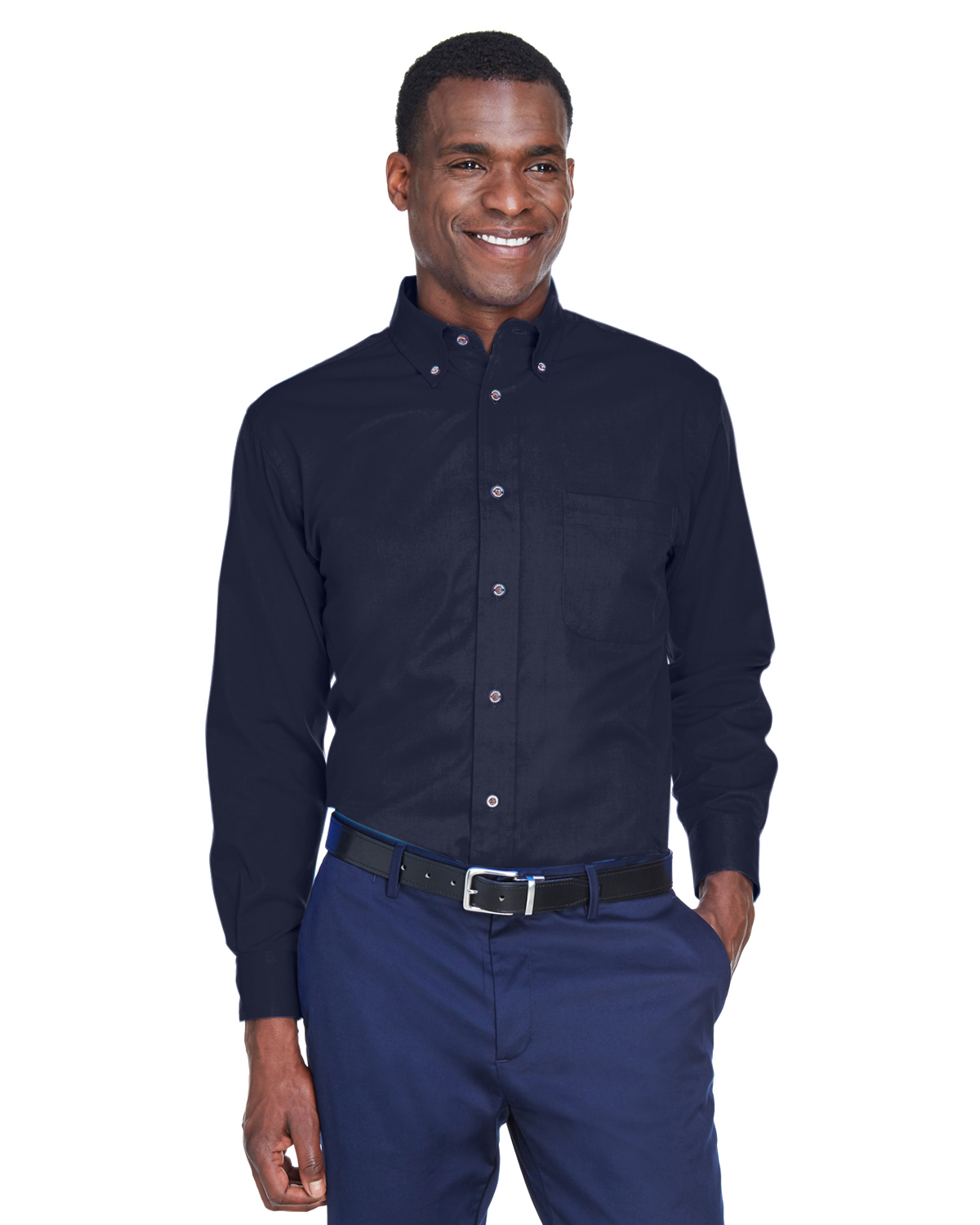 Harriton M500T Men's Tall Easy Blend™ Long-Sleeve Twill Shirt with Stain-Release