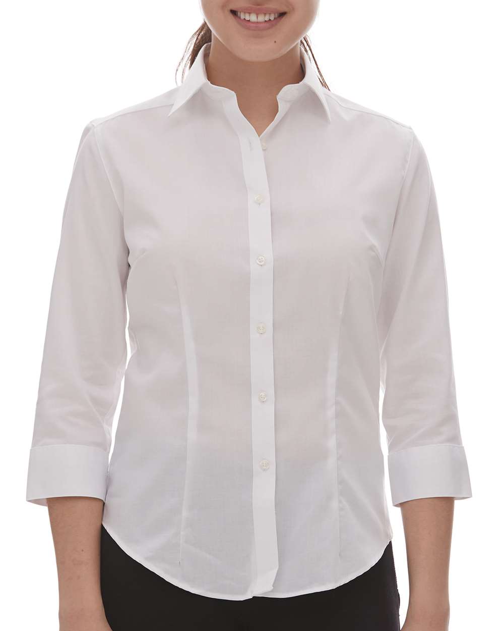 Van Heusen 18CV527 Women's Three-Quarter Sleeve Baby Twill Dress Shirt